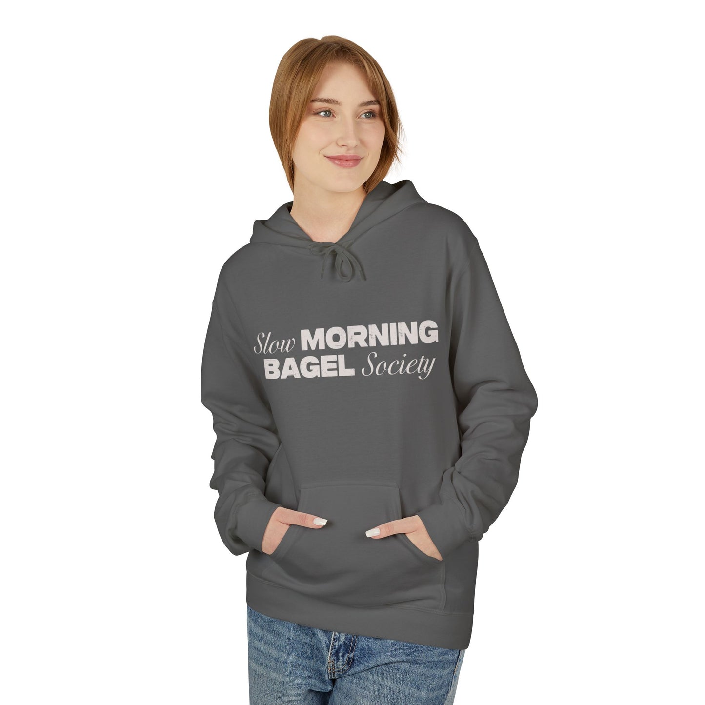 Cozy Morning Bagel Hoodie, Softstyle Unisex Fleece Sweatshirt, Perfect for Brunch Lovers, Gift for Foodies, Casual Wear for Relaxing