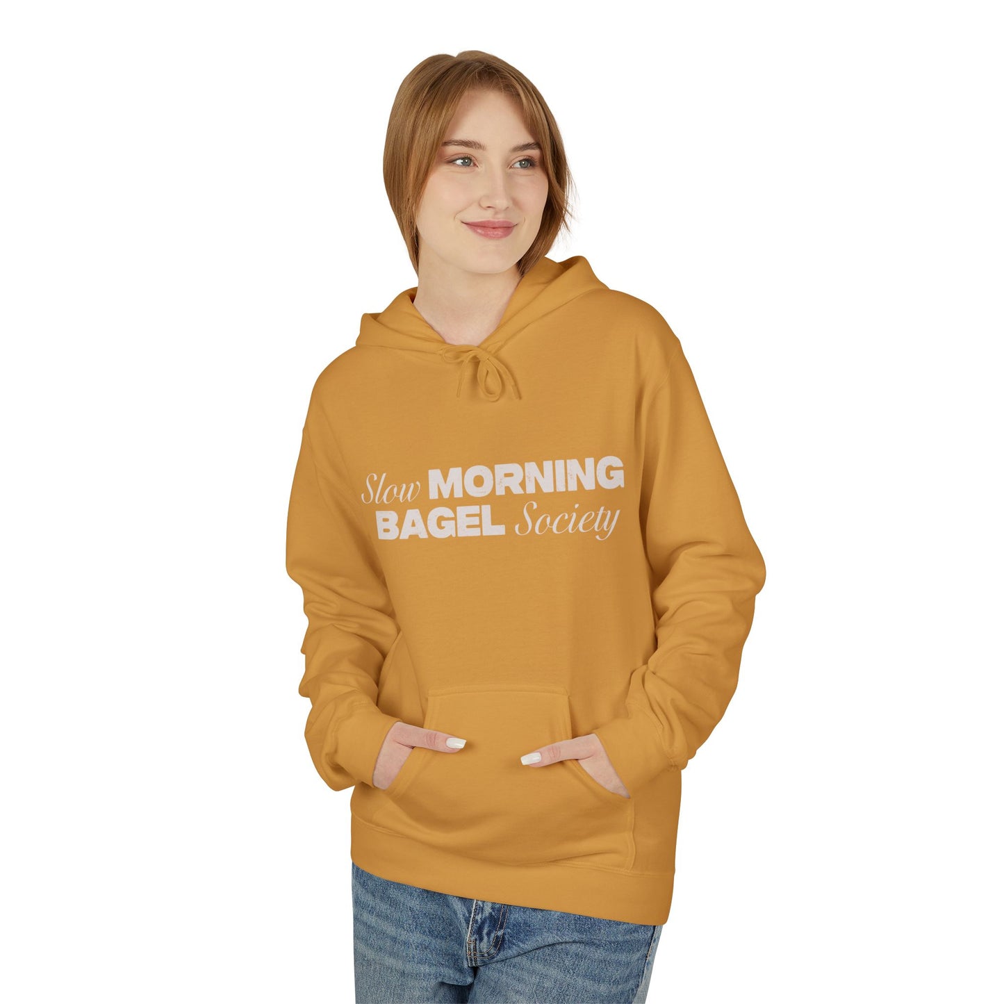 Cozy Morning Bagel Hoodie, Softstyle Unisex Fleece Sweatshirt, Perfect for Brunch Lovers, Gift for Foodies, Casual Wear for Relaxing
