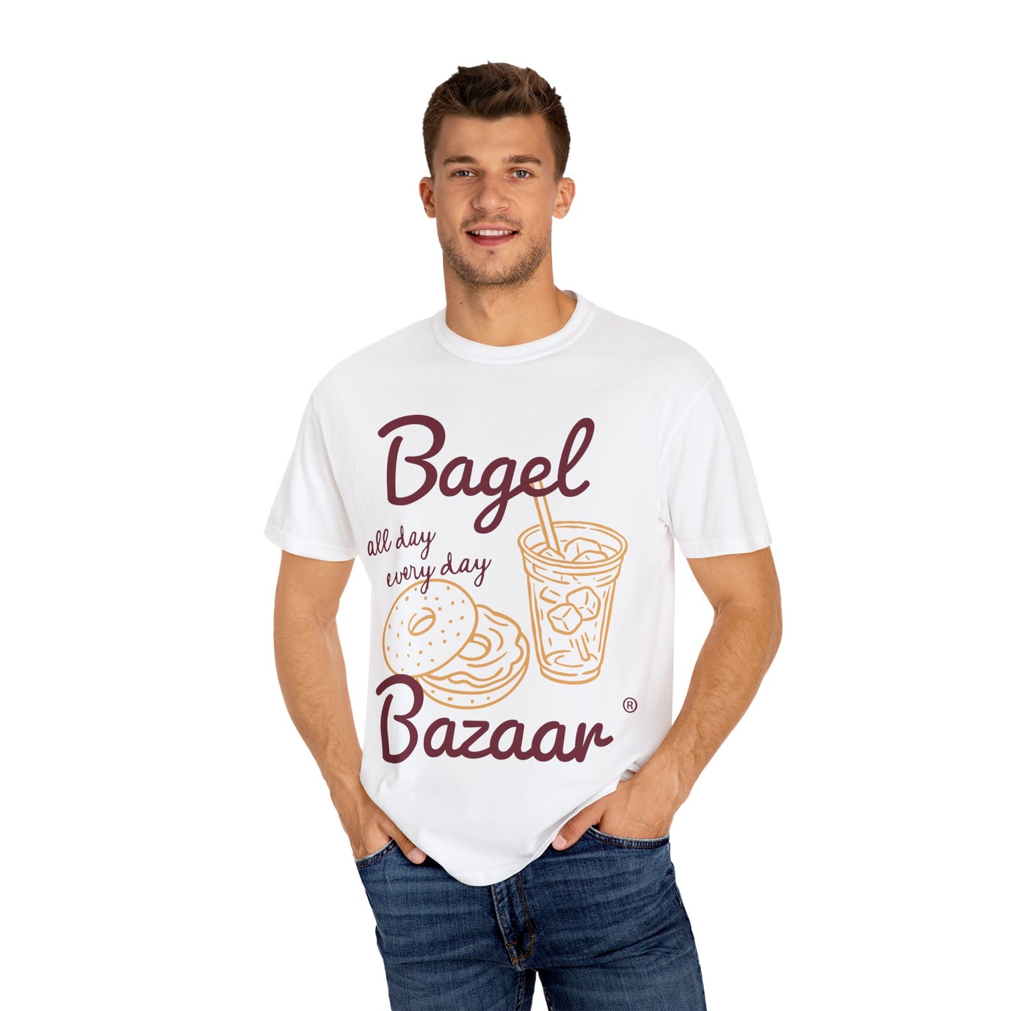 Breakfast Hand Drawn Style Unisex Garment-Dyed T-shirt