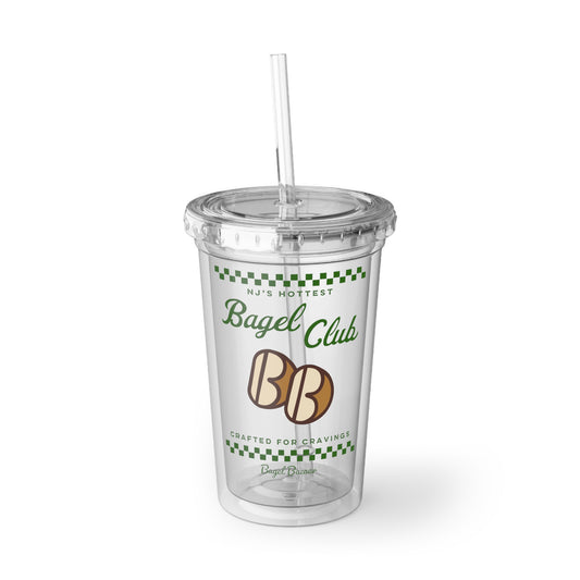 Bagel Club Acrylic Cup, Fun Travel Mug, Coffee Tumbler, Unique Gift for Food Lovers, Beverage Container for Events