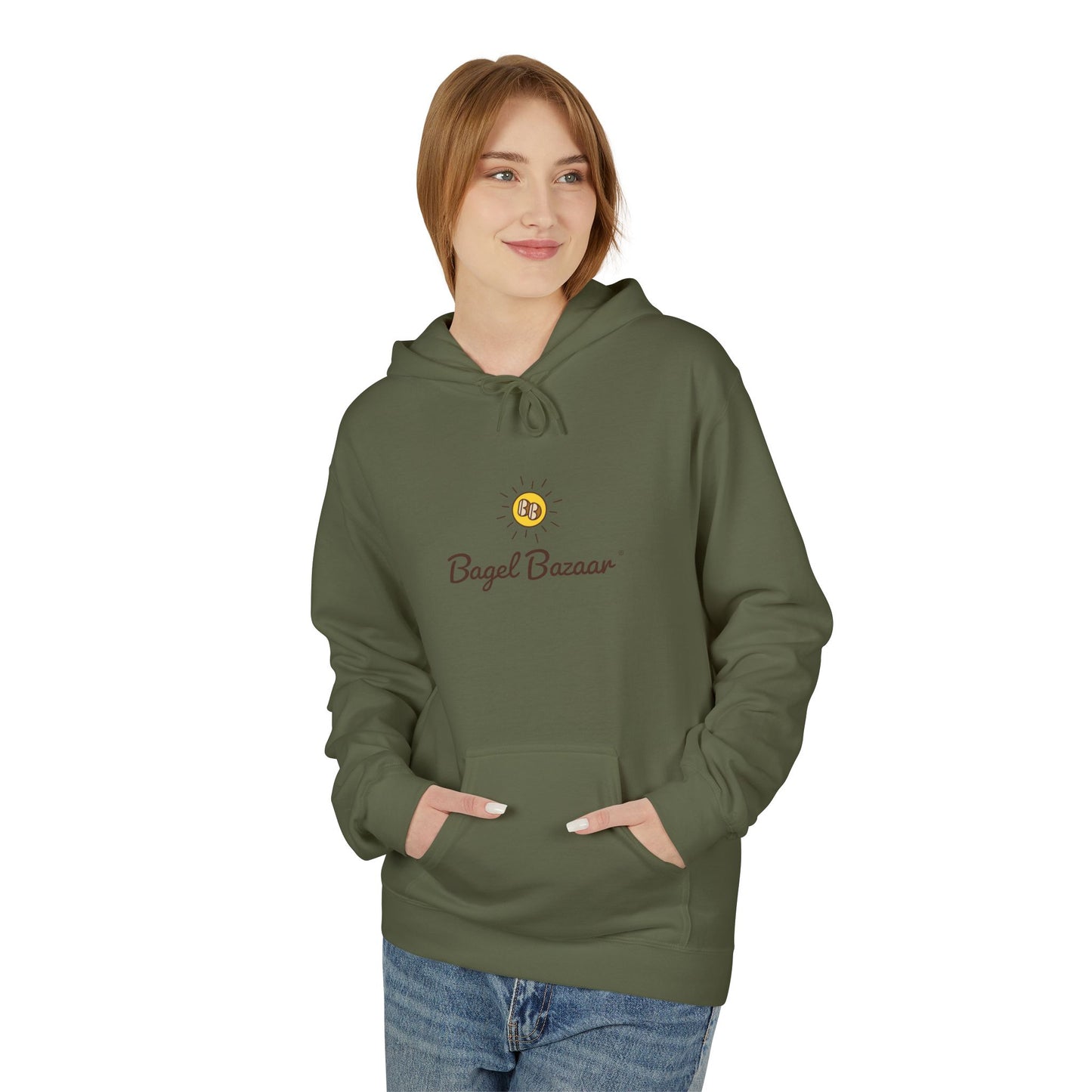 Bagel Bazaar Fleece Hoodie - Cozy Apparel, Perfect for Food Lovers, Birthdays, Casual Outings, Holiday Gifts, Comfortable Layering