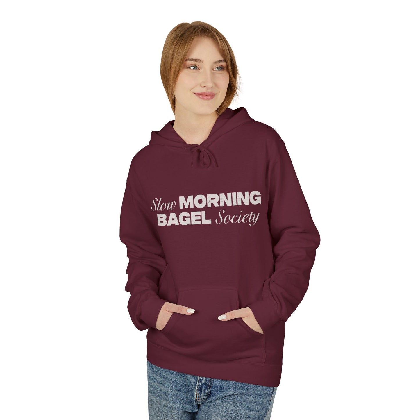 Cozy Morning Bagel Hoodie, Softstyle Unisex Fleece Sweatshirt, Perfect for Brunch Lovers, Gift for Foodies, Casual Wear for Relaxing